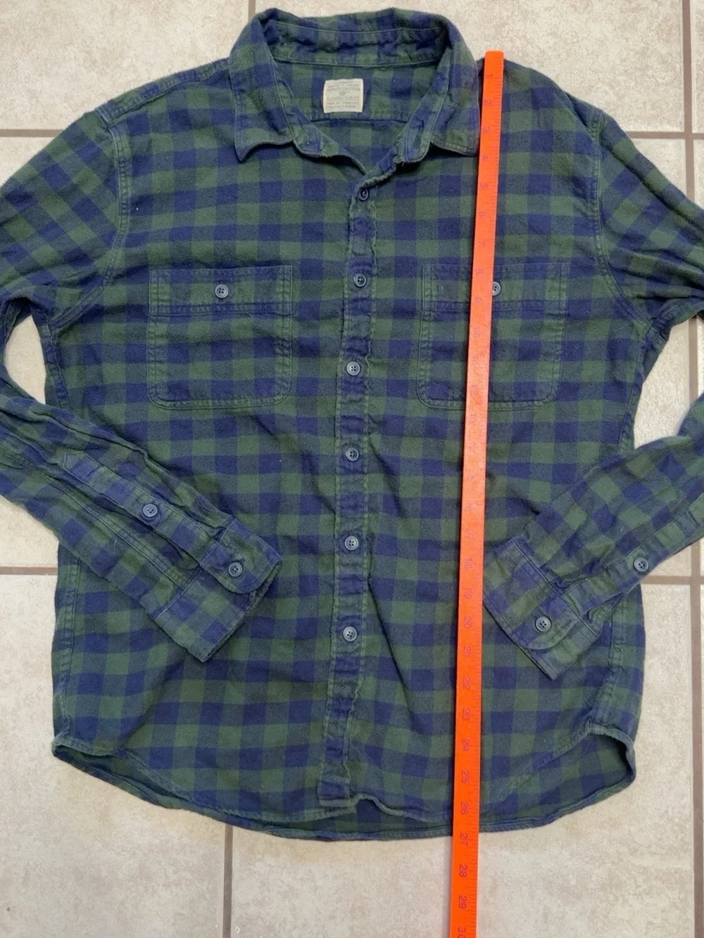 J.Crew Slim Fit Navy Green Buffalo Plaid Flannel Shirt Large